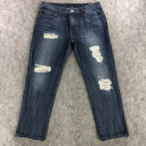 Hidden Women Jeans 11 Cropped Straight High Rise Medium Wash Distressed USA Made - Picture 1 of 13